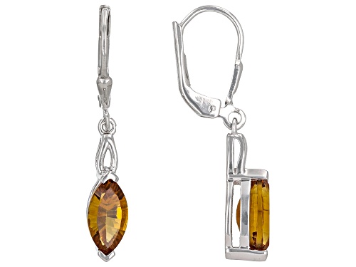 1.50ctw Marquise Madeira Citrine Rhodium Over Sterling Silver Dangle Earrings