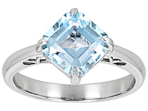 2.25ct Square Octagonal Glacier Topaz™ Rhodium Over Sterling Silver Ring - Size 8