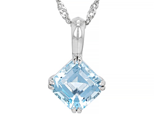 2.25ct Square Octagonal Glacier Topaz™ Rhodium Over Sterling Silver Pendant With Chain