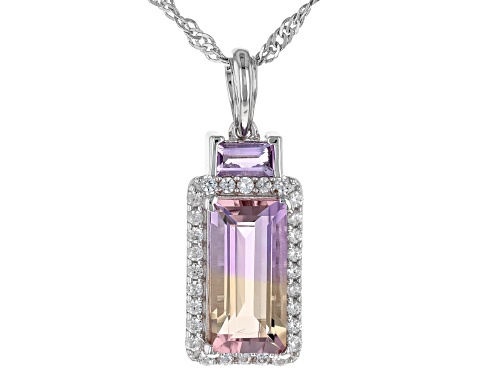 Photo of 2.43ct Ametrine With .16ct Amethyst & .23ctw White Zircon Rhodium Over Sterling Silver Pendant/Chain