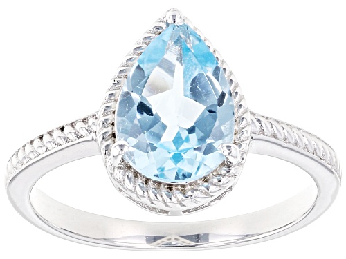 2.07ct Pear Shape Glacier Topaz™ Rhodium Over Sterling Silver Ring - Size 7