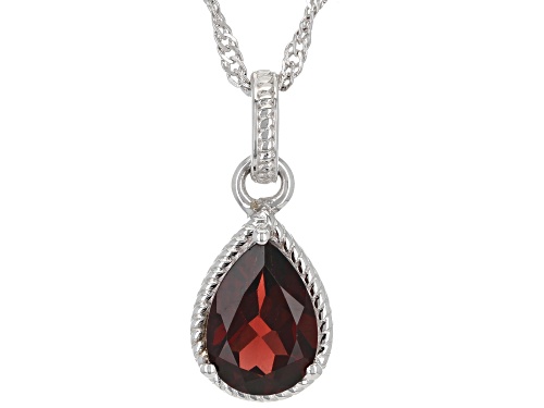 1.62ct Pear Shape Vermelho Garnet™ Rhodium Over Sterling Silver Pendant With Chain