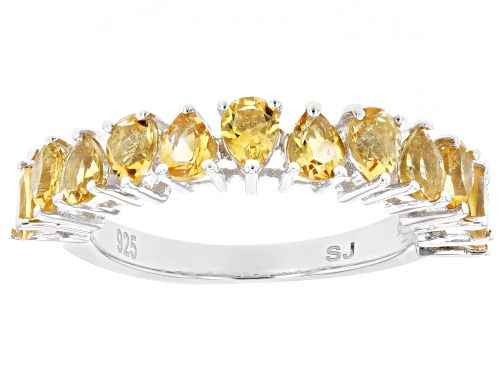 1.51ctw Pear Shape Brazilian Citrine Rhodium Over Sterling Silver Band Ring - Size 7
