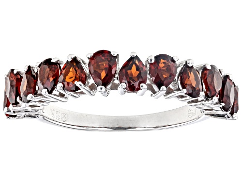 1.83ctw Pear Shape Vermelho Garnet™ Rhodium Over Sterling Silver Band Ring - Size 10