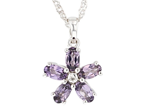 1.07ctw Oval Purple Spinel With 0.01ct White Zircon Rhodium Over Silver Pendant With Chain