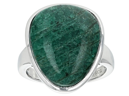 19x15mm Pear Shape Cabochon Amazonite Rhodium Over Sterling Silver Ring - Size 6