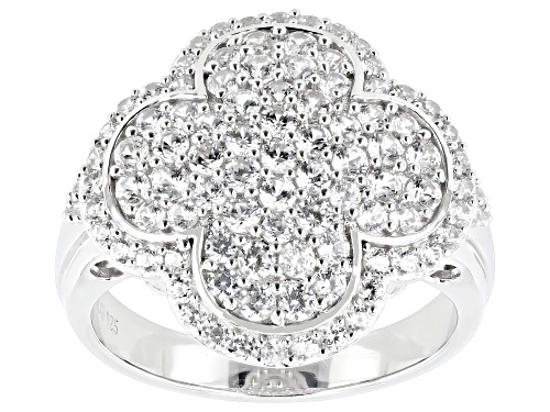 1.87ctw Round White Zircon Rhodium Over Sterling Silver Ring - Size 7