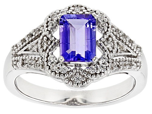 0.95ct Tanzanite With 0.23ctw White Zircon Rhodium Over Sterling Silver Ring - Size 10