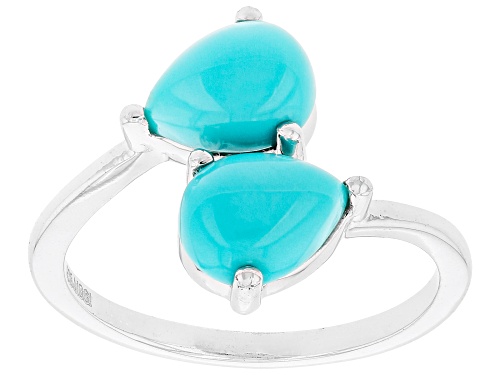 8x6mm Sleeping Beauty Turquoise Rhodium Over Sterling Silver Ring - Size 10