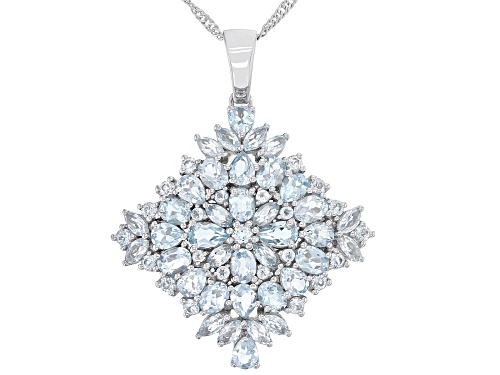 6.21ctw Glacier Topaz™ Rhodium Over Sterling Silver Pendant with Chain