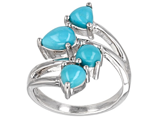 Mixed Shape Blue Sleeping Beauty Turquoise Rhodium Over Sterling Silver Ring - Size 7