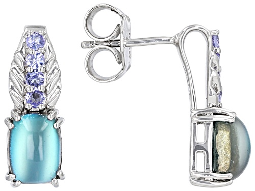 Aurora Moonstone with 0.28ctw Tanzanite Rhodium Over Sterling Silver Earrings