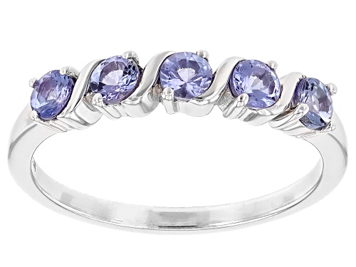 0.57ctw Round Tanzanite Rhodium Over Sterling Silver Ring - Size 8