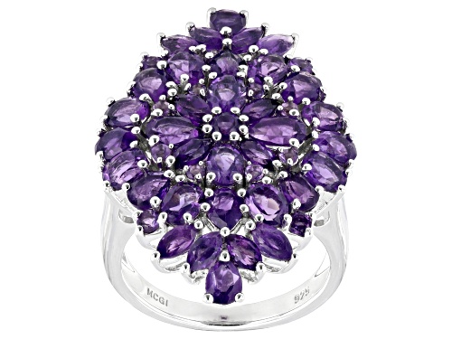 4.67ctw Mixed Shape African Amethyst Rhodium Over Sterling Silver Ring - Size 6