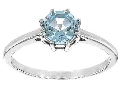 1.12ct Ferris Wheel Cut Glacier Topaz™ Rhodium Over Sterling Silver Solitaire Ring - Size 8