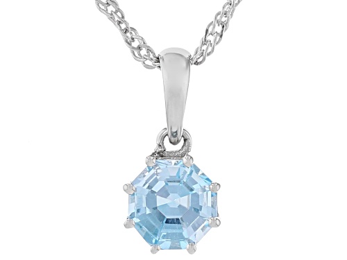 1.12ct Ferris Wheel Cut Glacier Topaz™ Rhodium Over Sterling Silver Pendant with Chain