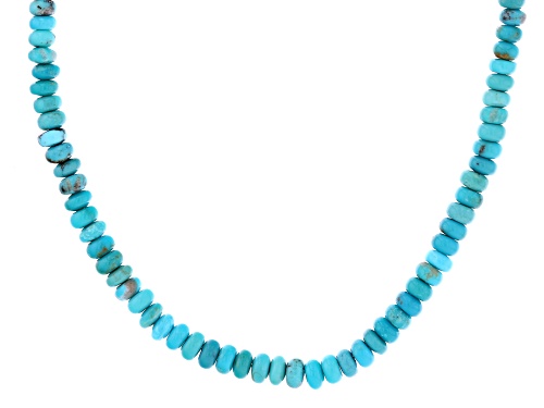3-5mm Rondelle Sleeping Beauty Turquoise Rhodium Over Sterling Silver Necklace - Size 18