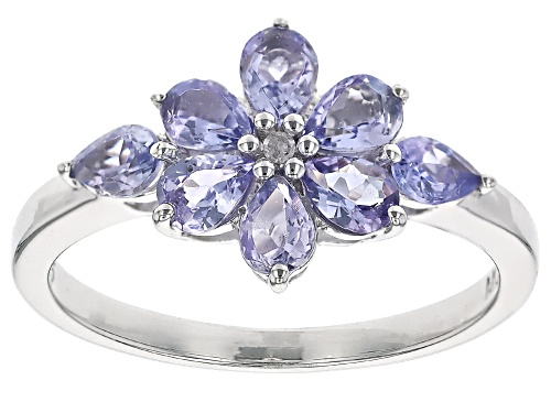 0.95ctw Tanzanite with White Diamond Accent Rhodium Over Sterling Silver Ring - Size 7