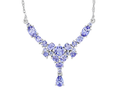 3.46ctw Mixed Shape Tanzanite Platinum Over Sterling Silver Necklace - Size 18