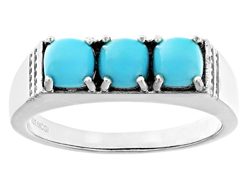 5mm Sleeping Beauty Turquoise Platinum Over Sterling Silver Men's Ring - Size 11