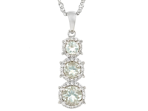 1.20ctw Prasiolite with 0.33ctw White Zircon Rhodium Over Sterling Silver Pendant with Chain