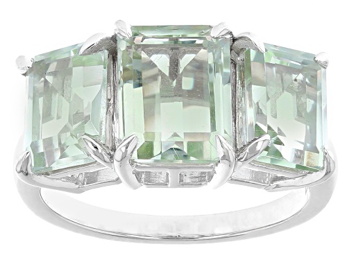 4.50ctw Prasiolite Rhodium Over Sterling Silver Ring - Size 6