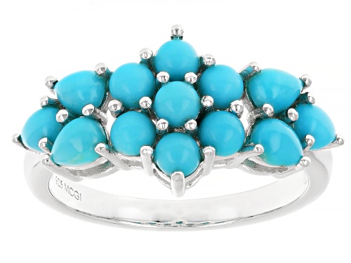 Sleeping Beauty Turquoise Rhodium Over Sterling Silver Ring - Size 7