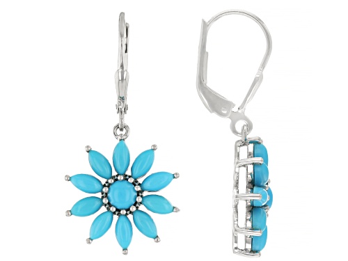 Blue Sleeping Beauty Turquoise Rhodium Over Sterling Silver Earrings