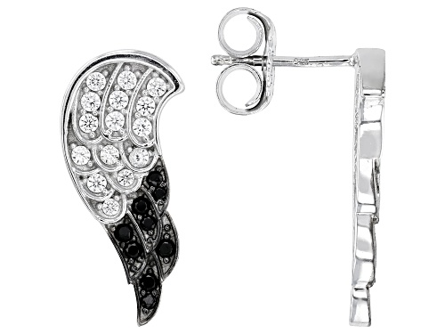 0.20ctw Black Spinel with 0.53ctw White Zircon Rhodium Over Sterling Silver Earrings