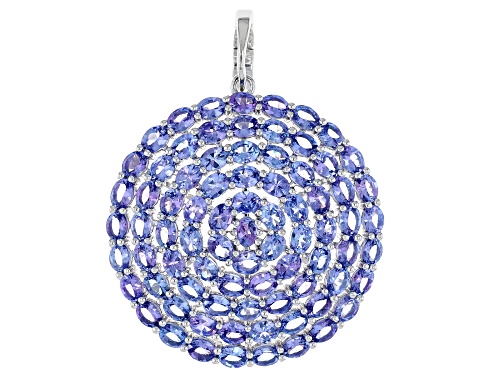 11.62ctw Tanzanite Rhodium Over Sterling Silver Enhancer Pendant