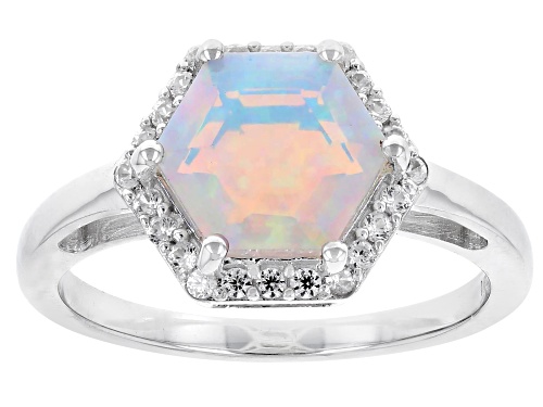 1.16ct Ethiopian Opal with 0.18ctw White Zircon Rhodium Over Sterling Silver Ring - Size 9