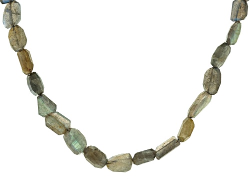 Freeform Gray Labradorite Rhodium Over Sterling Silver Necklace - Size 20