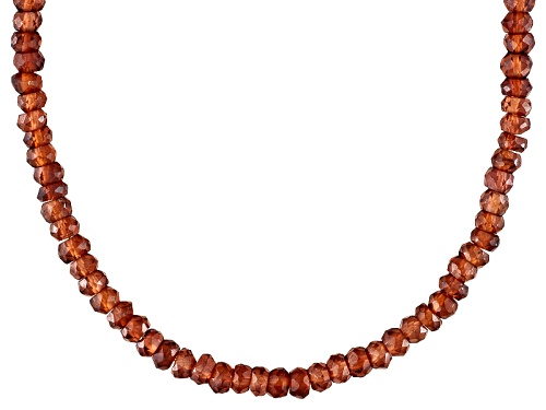 50.00ctw Garnet Sterling Silver Beaded Necklace - Size 18