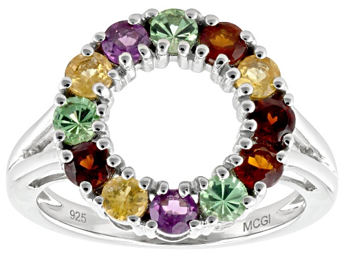 1.50ctw Multi-Garnet Platinum Over Sterling Silver Ring - Size 7