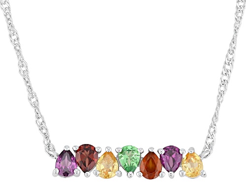1.15ctw Multi-Garnet Platinum Over Sterling Silver Necklace - Size 18