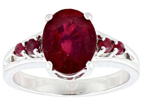 3.40ctw Mahaleo(R) Ruby Rhodium Over Sterling Silver Ring - Size 9