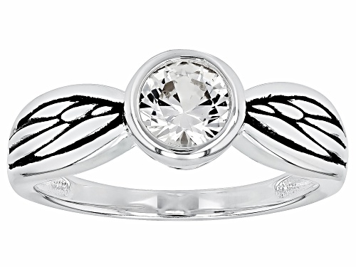 0.85ct Round Lab Created White Sapphire Oxidized Sterling Silver Ring - Size 8