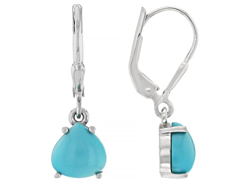 8mm Sleeping Beauty Turquoise Rhodium Over Sterling Silver Earrings