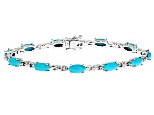 8x4mm Sleeping Beauty Turquoise Rhodium Over Sterling Silver Bracelet - Size 8