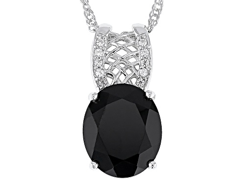 4.67ct Black Spinel With 0.06ctw White Zircon Rhodium Over Sterling Silver Pendant With Chain