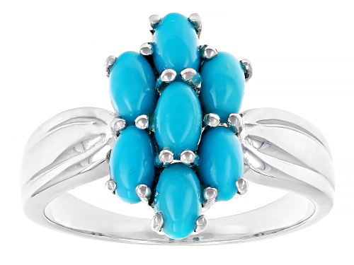 5x3mm Sleeping Beauty Turquoise Rhodium Over Sterling Silver Ring - Size 8
