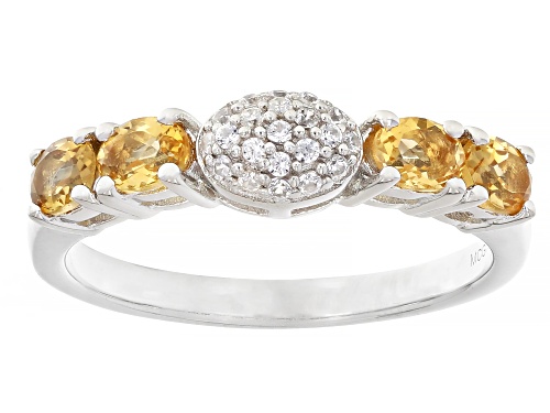 0.64ctw Citrine with 0.18ctw White Zircon Platinum Over Sterling Silver Ring - Size 7