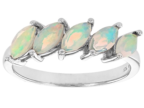 0.60ctw White Ethiopian Opal Rhodium Over Sterling Silver Ring - Size 9
