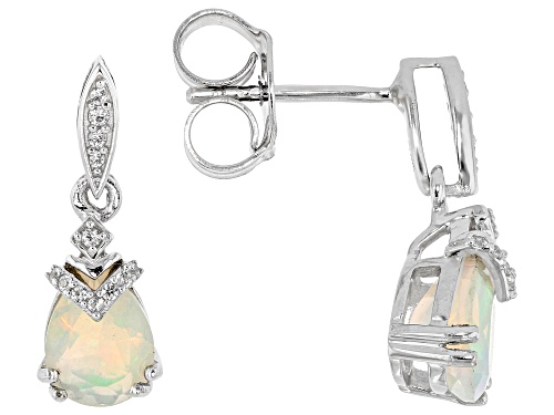 1.10ctw Ethiopian Opal With  0.08ctw White Zircon Rhodium Over Sterling Silver Earrings