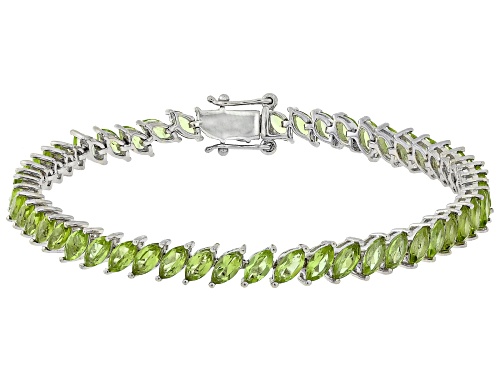 12.50ctw Manchurian Peridot™ Rhodium Over Sterling Silver Bracelet - Size 8