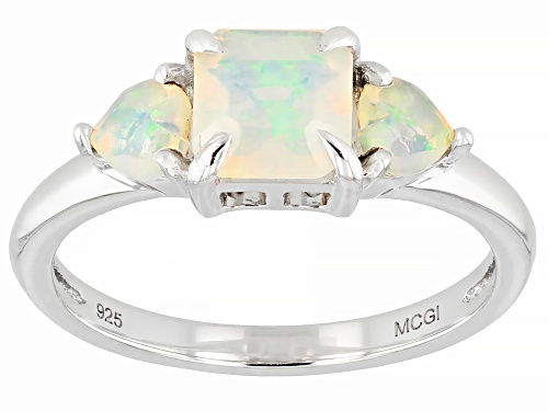 0.81ctw Ethiopian Opal Rhodium Over Sterling Silver Ring - Size 9