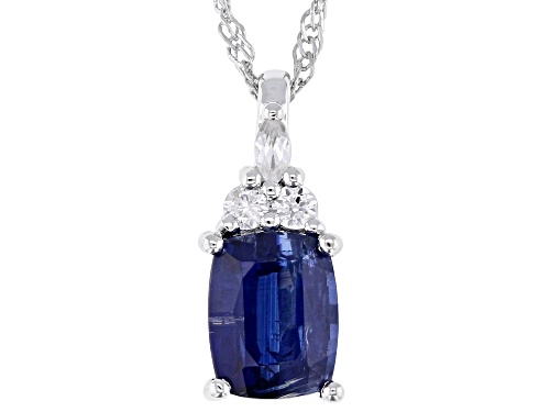 2.38ct Blue Kyanite with 0.07ctw White Zircon Rhodium Over Sterling Silver Pendant with Chain
