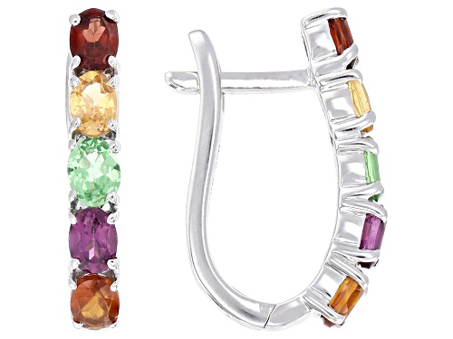 1.78ctw Multi-Garnet Rhodium Over Sterling Silver Earrings