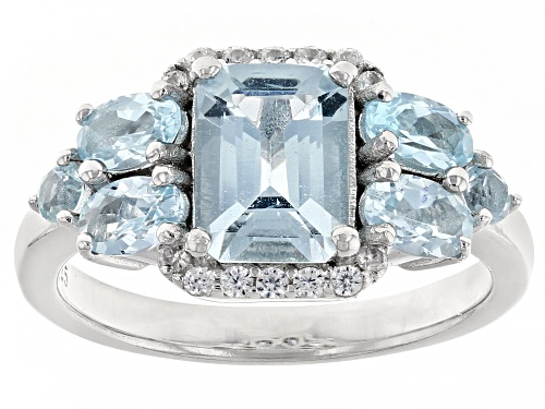 Blue Aquamarine Rhodium Over Sterling Silver Ring 2.35ctw - Size 10