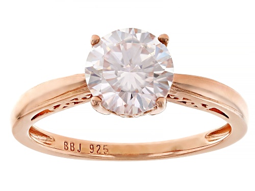 White Moissanite 14K Rose Gold Over Silver Solitaire Ring 1.79Ctw - Size 6